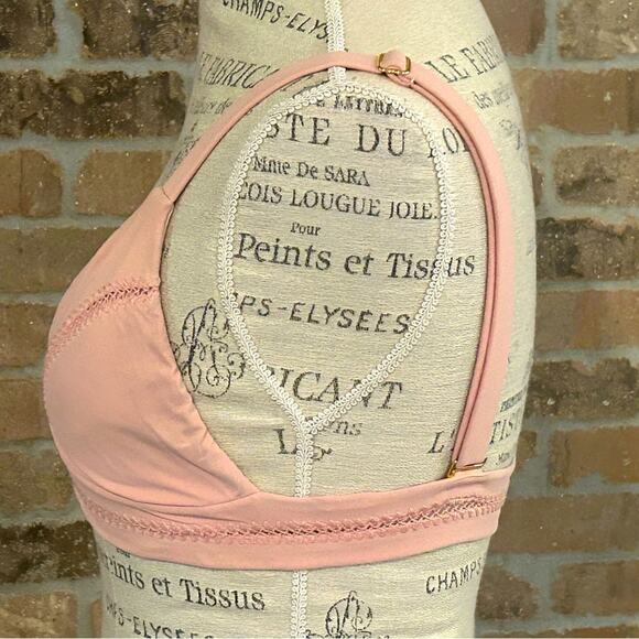 Pilyq pink stitched Ellie banded triangle bikini top sz large - Picture 5 of 9